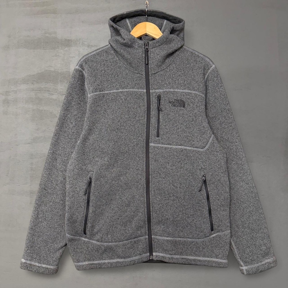 The North Face Gordon Lyons Full Zip Hoodie Grey Heather Fleece Jacket Large